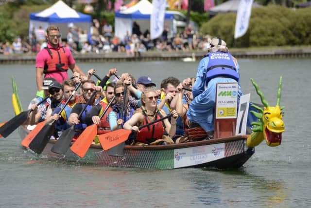 A dragon boat at work during an earlier race