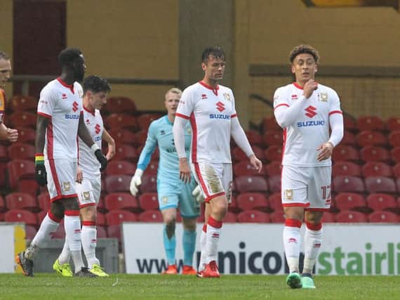 MK Dons after conceding to Bradford City | Pic: Richard Parkes
