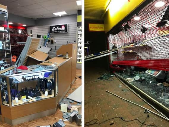 Pictures show the damage to the Cash Converters store in Queensway, Bletchley