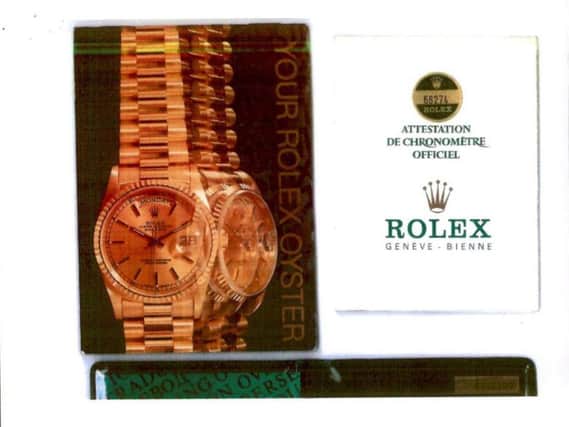 Chau Yau Leung's stolen Rolex model number 68274 and serial number 8216199