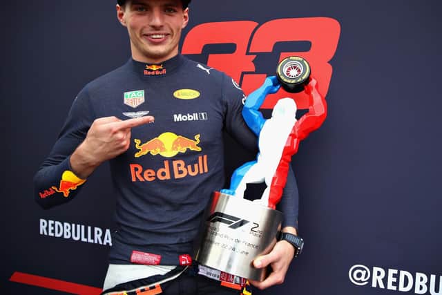 Verstappen with the French GP trophy for second place