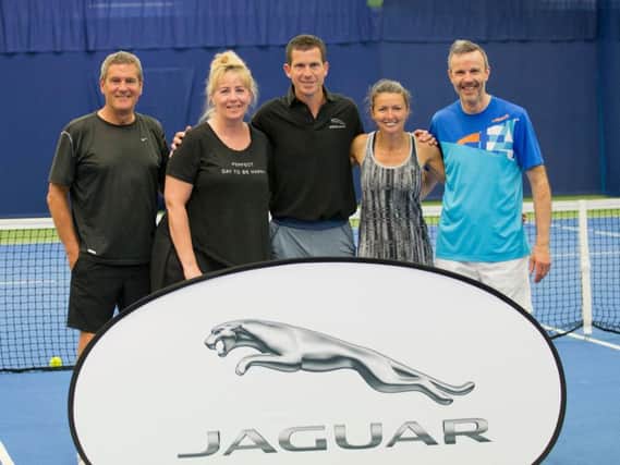 Milton Keynes team: Helen Howard, Martin Flynn, Deidre Michel and Kevin Todd with Tim Henman
