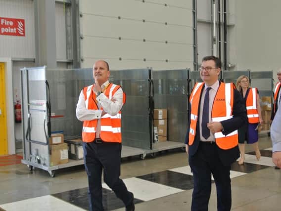 MP Iain Stewart at this morning's visit to UK Mail depot