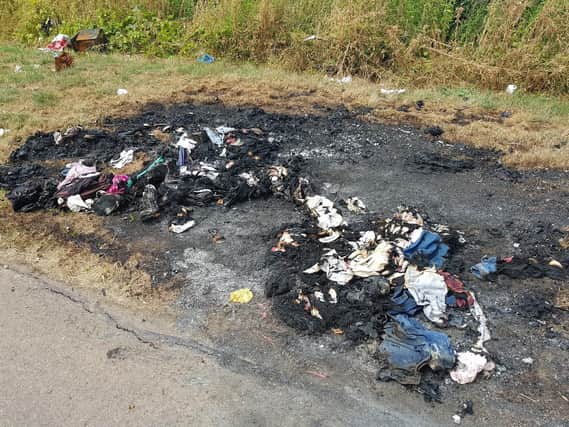 Burnt clothes in Pendeen Crescent, Snelshall East (Tattenhoe)