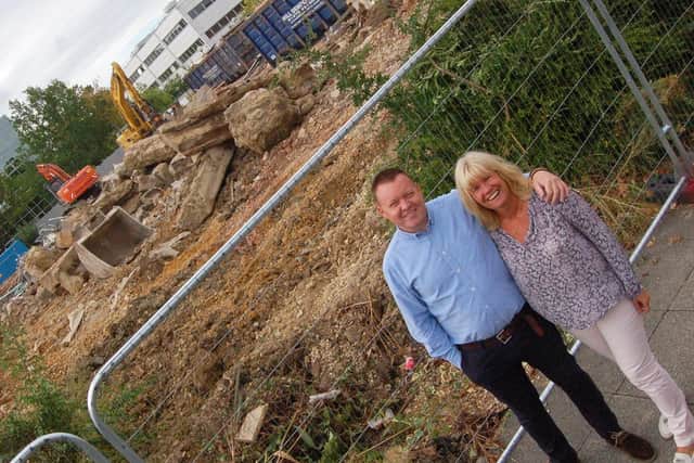 Simon Green from YMCA MK and Melanie Beck from Amazing CMK BID at the project site