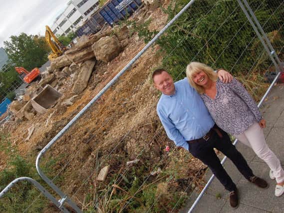 Simon Green from YMCA MK and Melanie Beck from Amazing CMK BID at the project site
