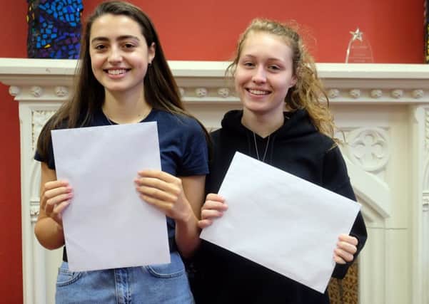 Isobel Bach (left) and Alex Wilford (right) were part of the first group of students to receive A-level results at Thornton College