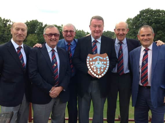 Leightons Rhys Richards trophy winners (left to right): Danny Nairne, Terry Wright, Robbie John, Denis Leitch with the trophy, Dave Roberts and Peter Myrants.