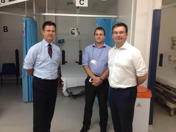 MPs Mark Lancaster and Iain Stewart at the new bays at MK Hospital