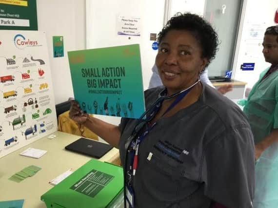 Staff at Milton Keynes University Hospital pledging to make a change and help the environment