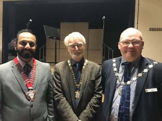 Pictured (L-R) The Mayors of Wolverton & Greenleys, Milton Keynes and Newport Pagnell