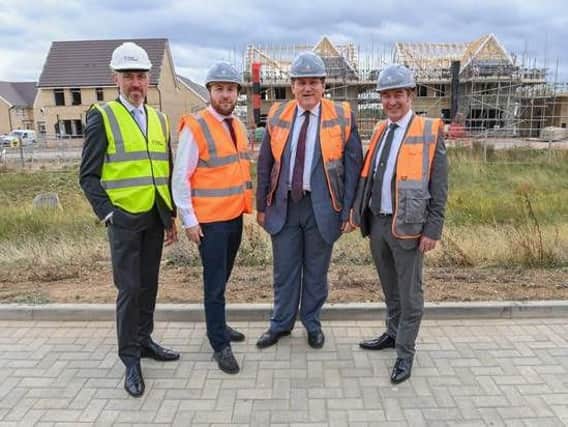 (L-R) Tim Weightman (Places for People), Cllr Pete Marland (Leader of Milton Keynes Council), Kit Malthouse and Andrew Swindell