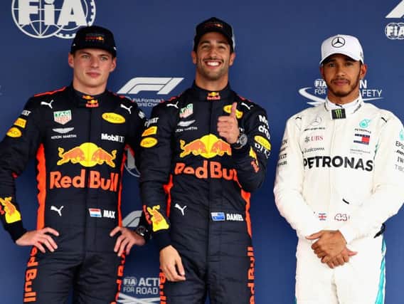 Verstappen flanks Ricciardo, with Lewis Hamilton third