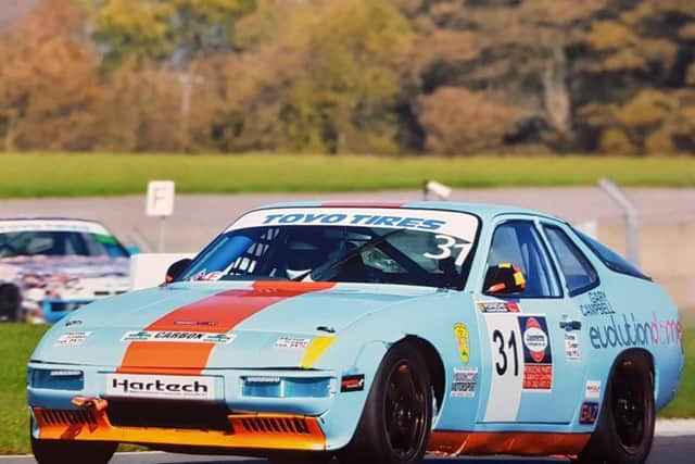 Campbell in action at Donington in his Porsche 924