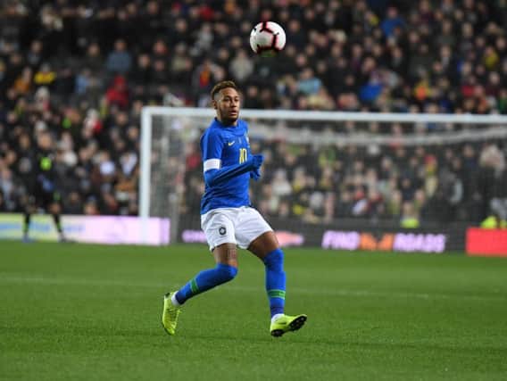 Neymar in action, briefly, at Stadium MK
