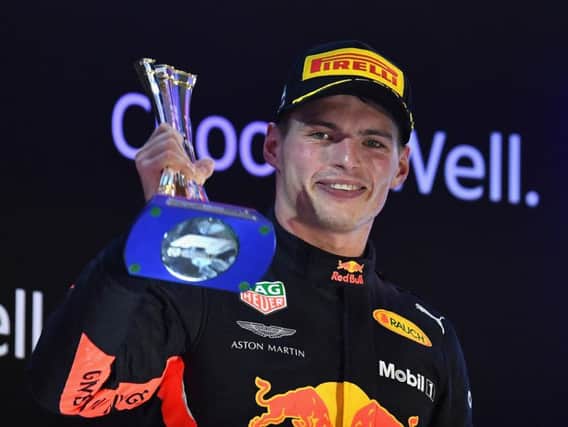 Max Verstappen on the podium in Abu Dhabi