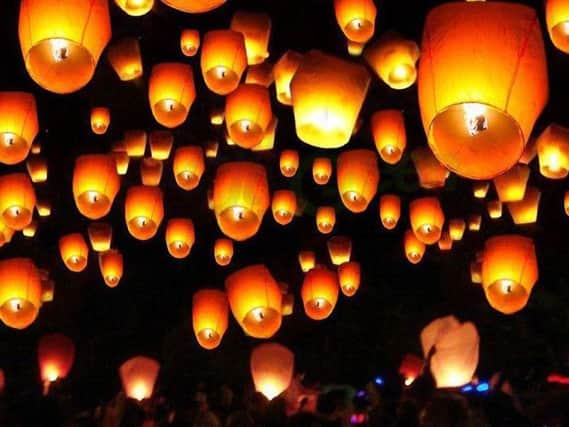 The release of lanterns and balloons over Milton Keynes