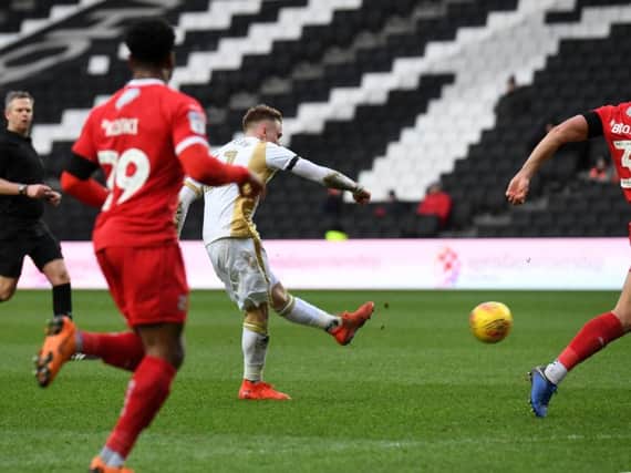 Jake Hesketh scored his first goal for MK Dons on his Stadium MK debut