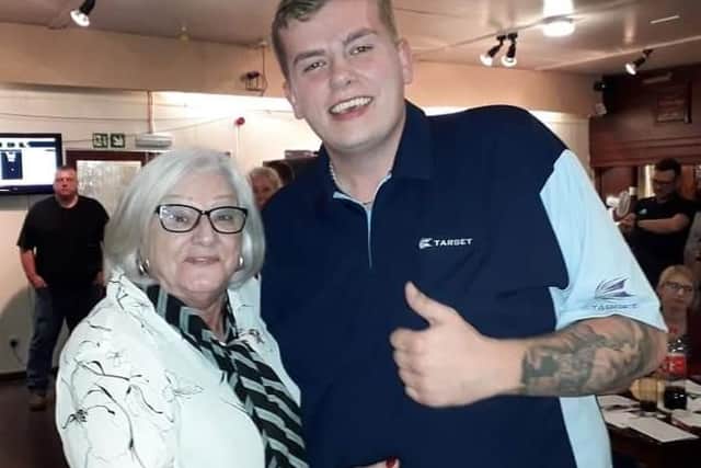 Liam Maughan with lady team manager Carol Hodgson