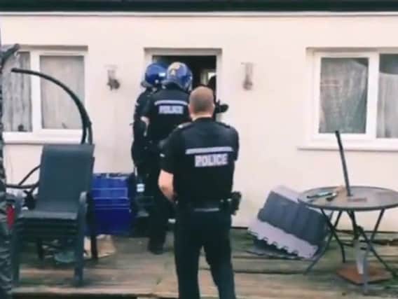 Video shows police using the detection dog at the house in Tinkers Bridge, MK
