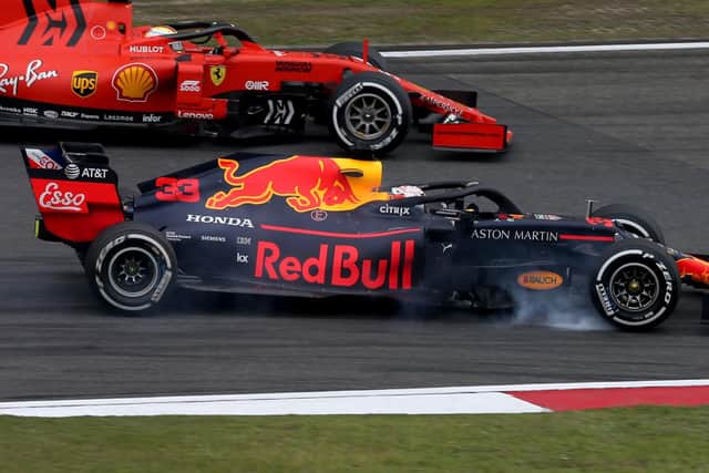 Max Verstappen had a brief battle with Ferrari's Sebastian Vettel