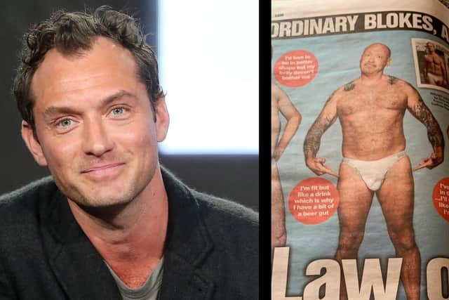 Former Detective Inspector Ian Jarvis poses in Jude Law's tight white pants as seen in The Sun