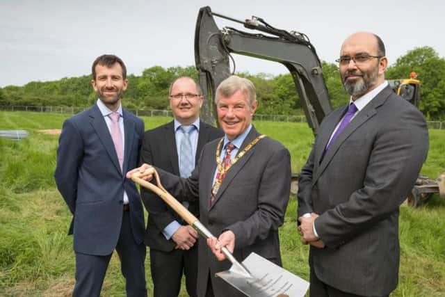 From left, Integral Powertrain chief technical officer Andrew Cross, chief operating officer Alan Cherrington, Mayor of Milton Keynes councillor
Sam Crooks and Integral Powertrain chief commercial officer Neil Tyagi