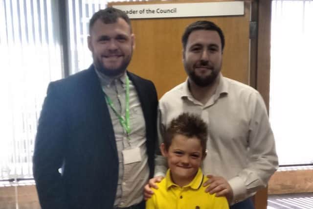 Alfie with council leader Pete Marland