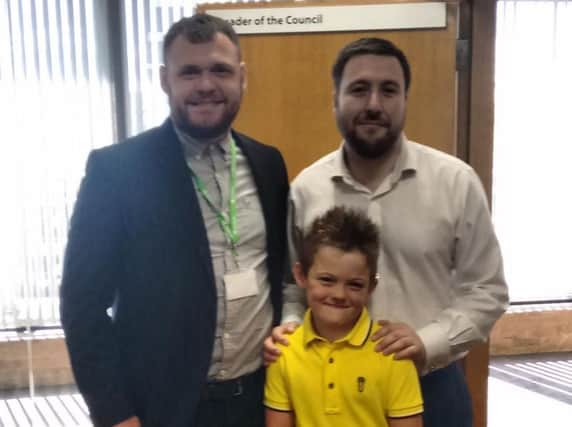 Alfie with council leader Pete Marland