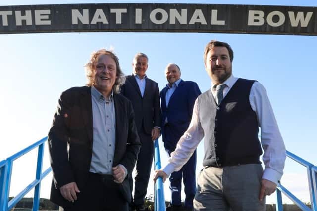 Pete Winkelman with Pete Marland, and Charles Macdonald, Chief Executive of Milton Keynes Development Partnership with John Cove behind.