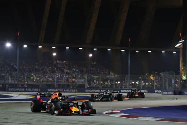 Verstappen in the opening turns of the Singapore circuit
