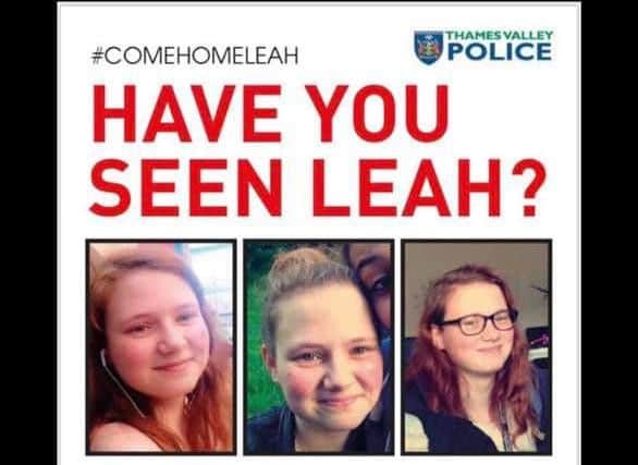 Poster appealing for information on Leah's disappearance