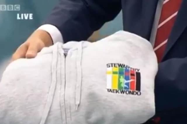 Leah's hoodie was shown as part of the broadcast