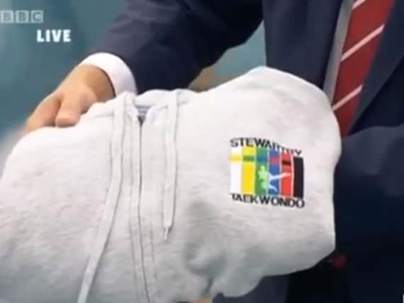 Leah's hoodie was shown as part of the broadcast