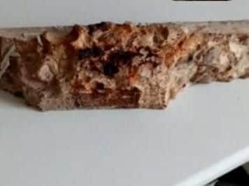 A lump of concrete that fell off the building