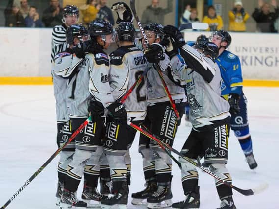 Lightning celebrate. Pic: Tony Sargent
