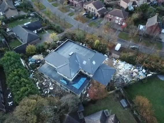A drone photo of the controversial house in Willen