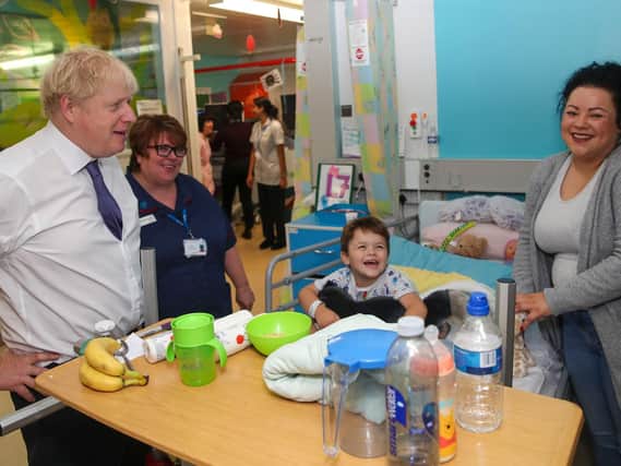 Boris Johnson at Milton Keynes Hospital. (Credit: 10 Downing Street)