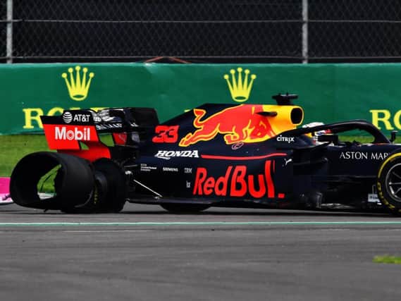 Verstappen suffered a puncture when he clipped Bottas