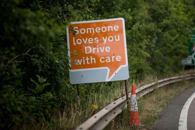 The new road signs being trialled on the M1 are designed to make people drive safer through the road works. Photo: SWNS