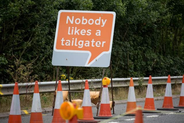 The new road signs being trialled on the M1 are designed to make people drive safer through the road works. Photo: SWNS