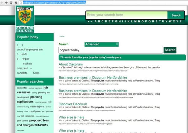 Swearing on Dacorum website (rude words removed)
