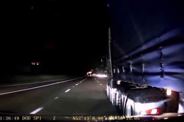Shocking moment road rage lorry driver rammed car