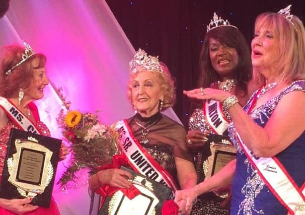 Lynne Bennett, second from right, and the other British contenders for Miss Senior Transatlantic at the Miss Senior Pageant in New Jersey