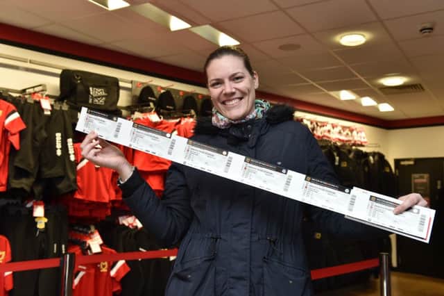 Georgina Churchward with the first tickets