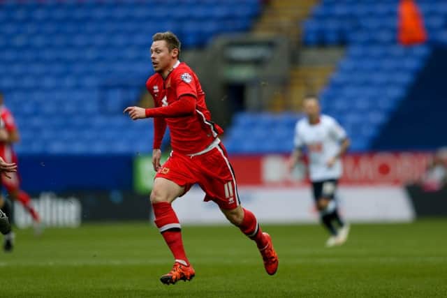 MK Dons forward Simon Church  during the Sky Bet Championship match between Bolton Wanderers and Milton Keynes Dons at the Macron Stadium, Bolton, England on 23 January 2016. Photo by Simon Davies. PNL-160123-161303006