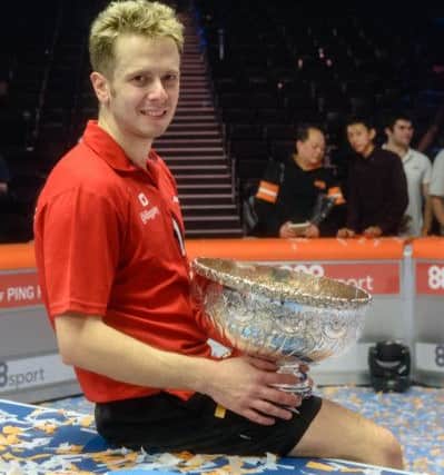Andrew Baggaley with his World Ping Pong title