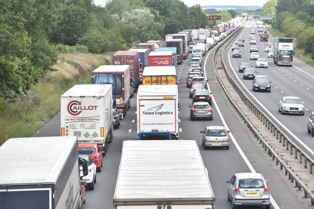 Stock image of traffic on M1 in Northamptonshire