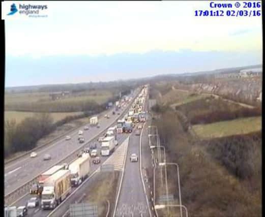 Traffic is queuing on the M1 after an accident involving five vehicles Pic Highways Agency