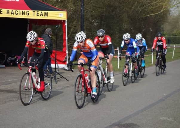 Action from the women's race at the National Bowl